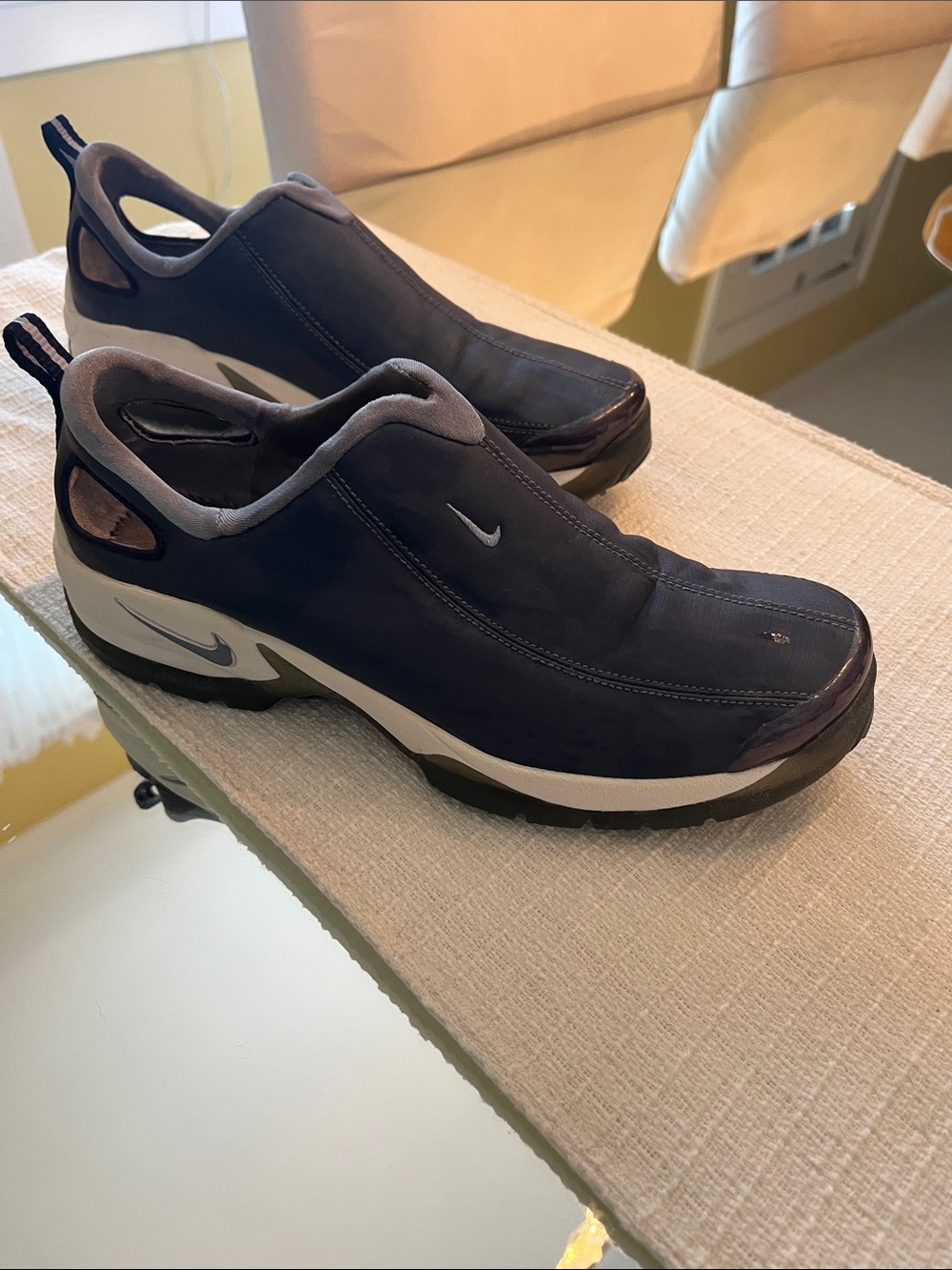 Nike Women’s Slip-On Sneakers — Navy and White